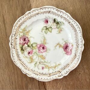 Antique O. & E. G. Royal Austria Porcelain Plate 6”, Hand Painted Roses, Signed